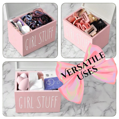 Pink Tampon and Pad Storage Box with Lid – Stylish Bathroom Organizer