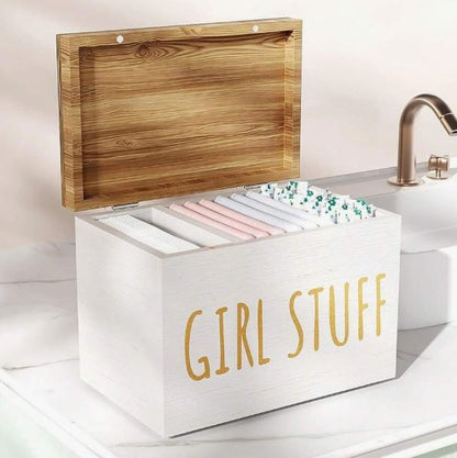 Pink Tampon and Pad Storage Box with Lid – Stylish Bathroom Organizer